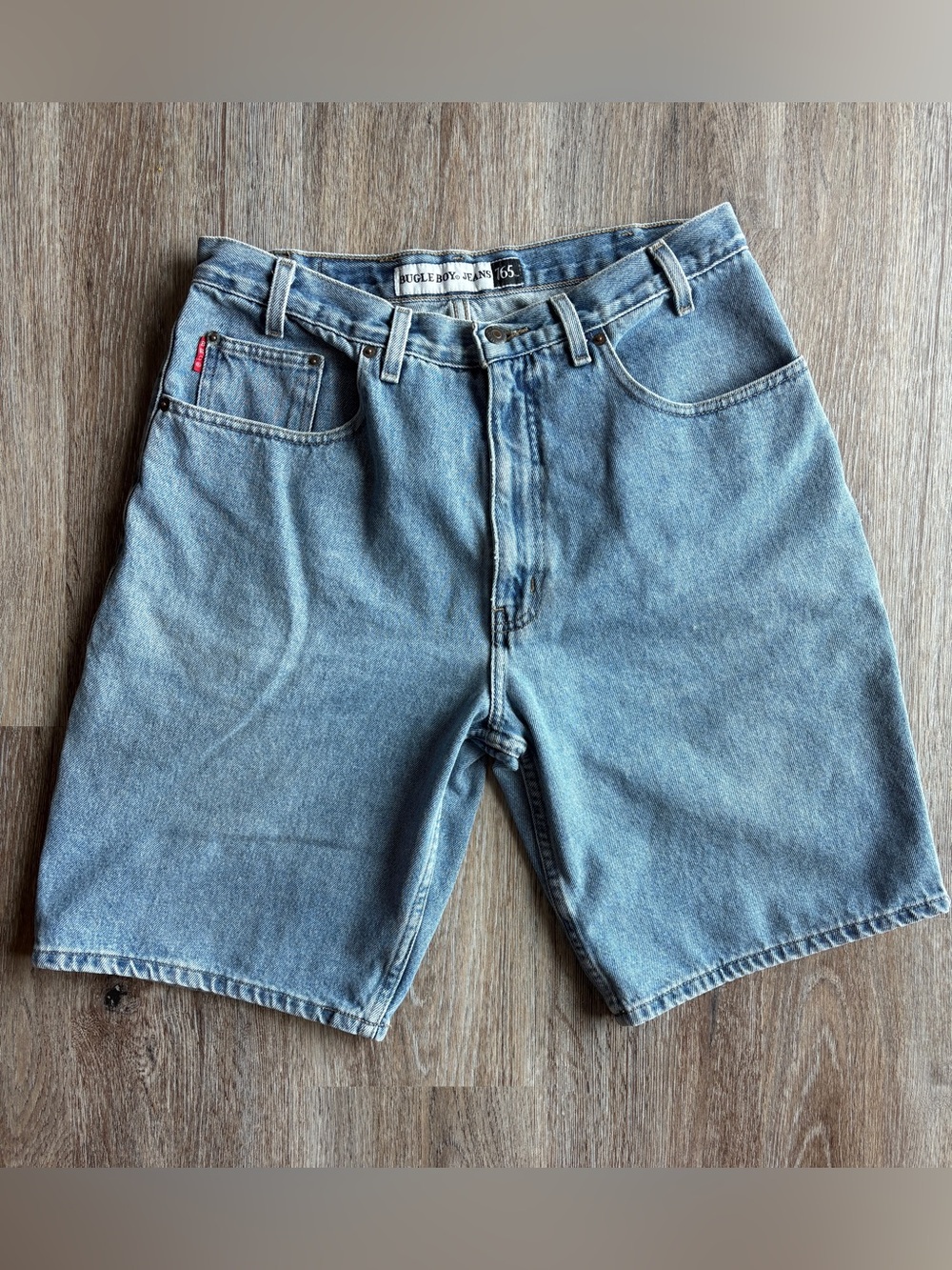 VINTAGE BUGLE BOY JORTS BAGGY Blue Denim Jean Shorts 34 10.5” inseam Y2K